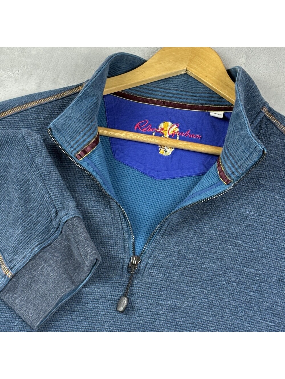 Robert Graham Quarter Zip Sweatshirt Waffle Men's 3X Preppy Classic Fit Textured